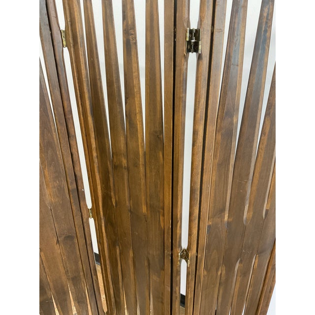 Vintage Walnut Three Panel Geometric Room Divider. For Sale - Image 17 of 18