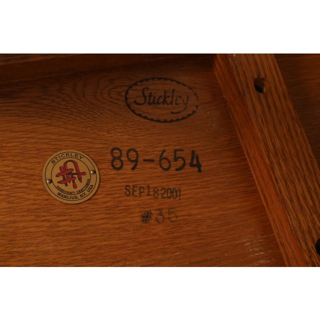 Stickley Mission Ellis Inlaid Round Oak Side Table For Sale - Image 18 of 18