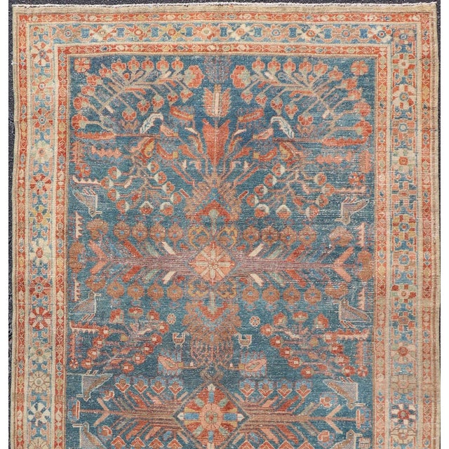 Antique Malayer Long Area Rug in Blue, Rust, Green by Keivan Woven Arts For Sale - Image 11 of 12