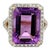 14k Gold 13.33 Ct Large Octagon Amethyst and Diamond Cocktail Ring Size For Sale