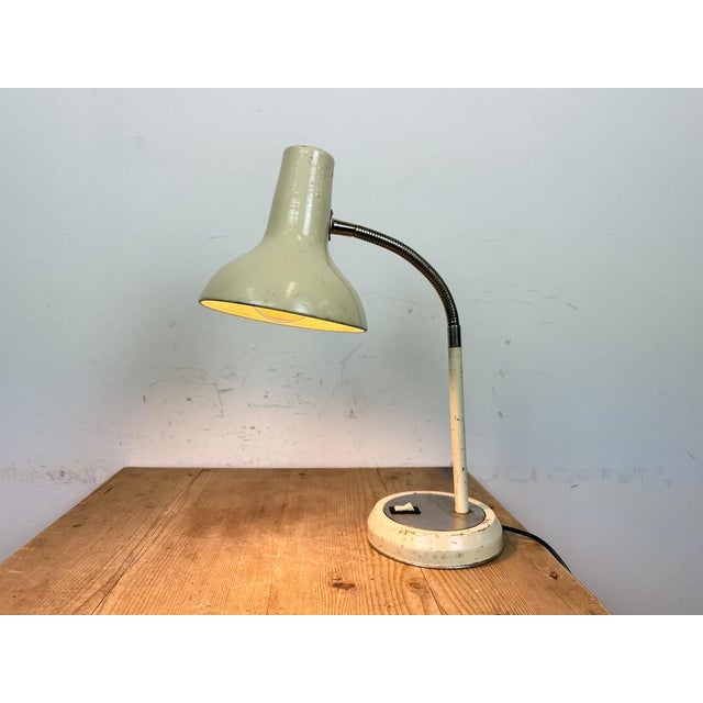 Industrial Beige Gooseneck Table Lamp from Polam, 1960s For Sale - Image 18 of 18