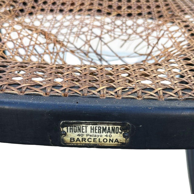 Brown Mid-Century Era Bent Oak & Cane Scrolling Rocking Chair by Thonet Hermanos For Sale - Image 8 of 8