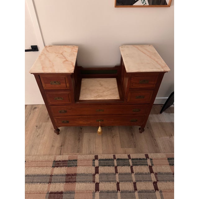Mid-Century Modern Antique Marble Top Wood Dresser (Or Sideboard/Credenza!) For Sale - Image 3 of 3