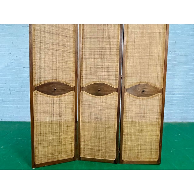 Vintage Rattan, Wood and Wicker 3 Panel Folding Dressing Screen/Decor