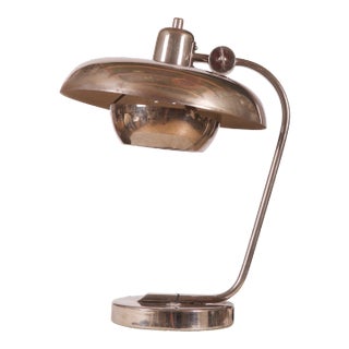 Vintage Bauhaus Brass and Chrome Plating Table Lamp, 1937 For Sale