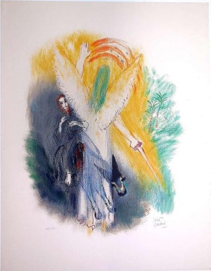 Reuven Rubin, Bible Lithograph, Angel, 1972