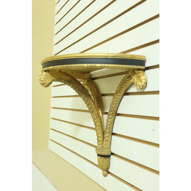 Item: F52613EC: Regency Style Black & Gold Gilt Wall Shelf Age: Approx: 20 Years Old Details: Regency Style Nice Gold Gilt...