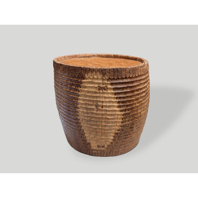 Andrianna Shamaris Hand Carved Side Table or Container For Sale - Image 4 of 6