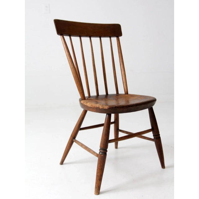 Wood Antique Primitive Farmhouse Chair For Sale - Image 7 of 10