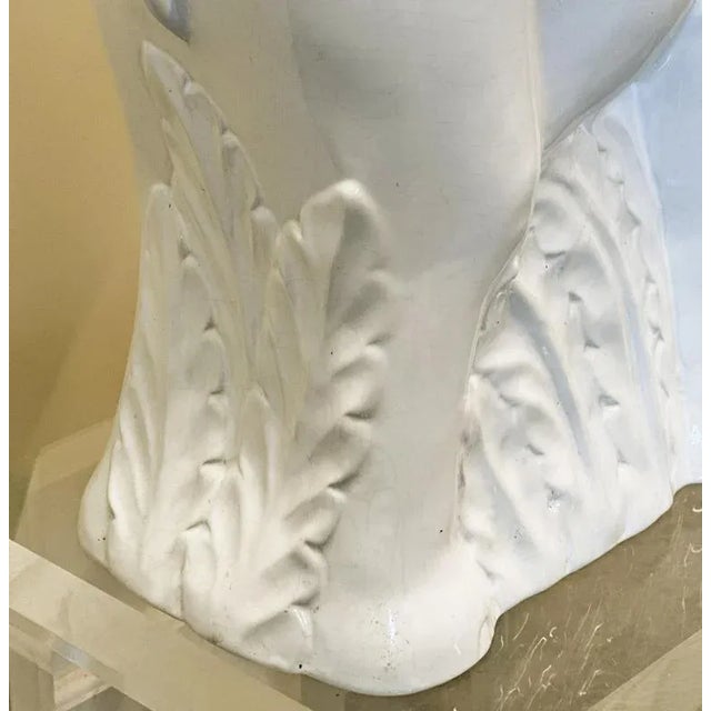 Hollywood Regency Vintage White Ceramic Elephant Umbrella Stand, 1970s For Sale - Image 3 of 12