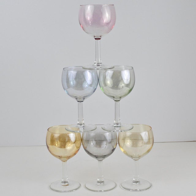 Multi Color Pastel Wine Glasses Set of 6 Chairish