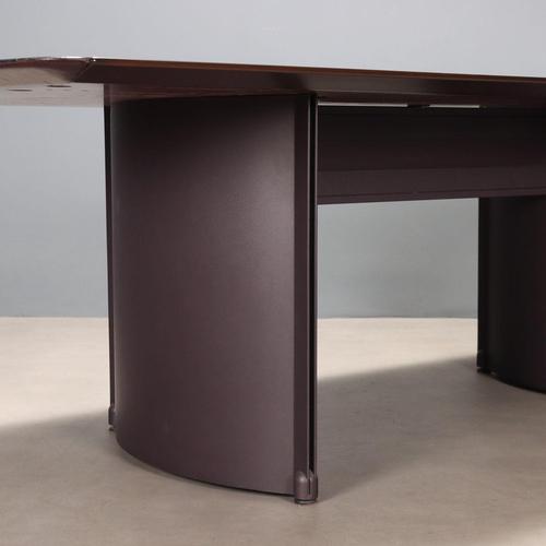 Vintage Italian Office Table in Burl Veneer, 1980s For Sale - Image 5 of 10