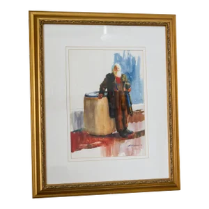 1984 Arne Westerman Watercolor of a Fisherman