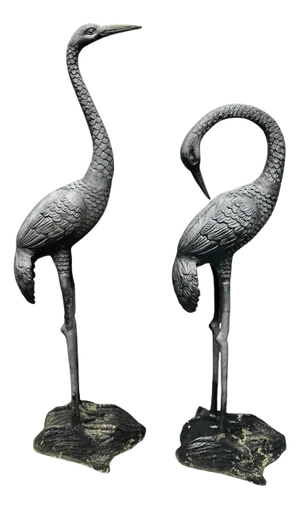 Coastal Heron Bird Garden Statue Ornaments - A Pair