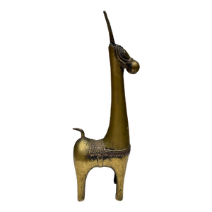 Brass Figurine Stylized Lama Mid Century Modern Decor