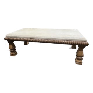 Kreiss Travertine Top Coffee Table For Sale