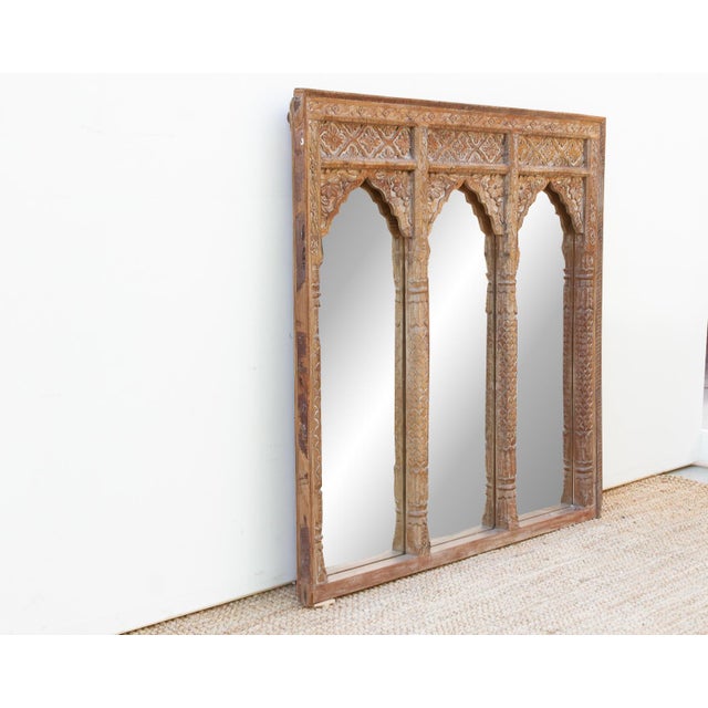 Finely Carved Square Triple Arched Mirror For Sale In Los Angeles - Image 6 of 8