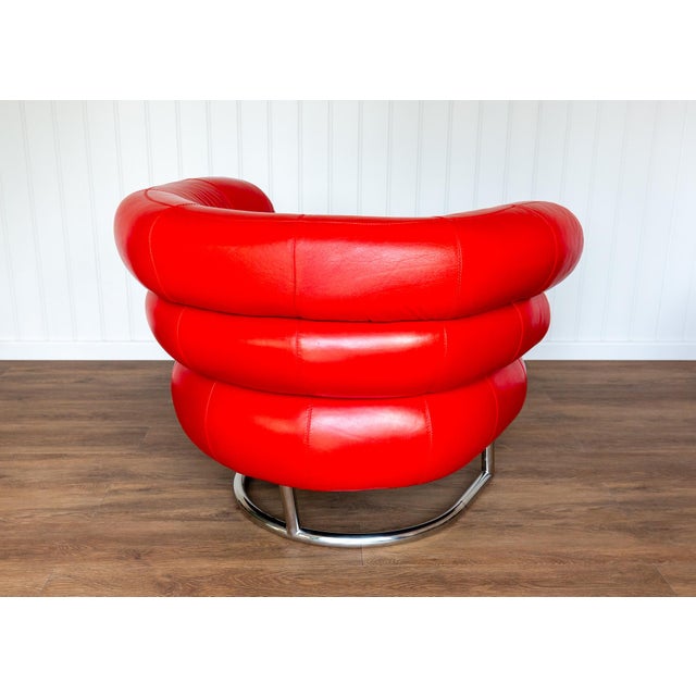 Mid-Century Modern Vintage Red Leather Lounge Chair by Eileen Gray, 1980s For Sale - Image 3 of 18