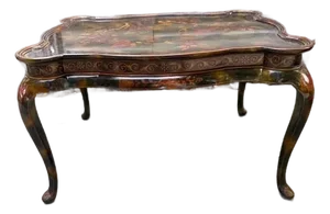 Maitland-Smith Hand-Painted Chinoiserie Coffee Table With Scalloped Top