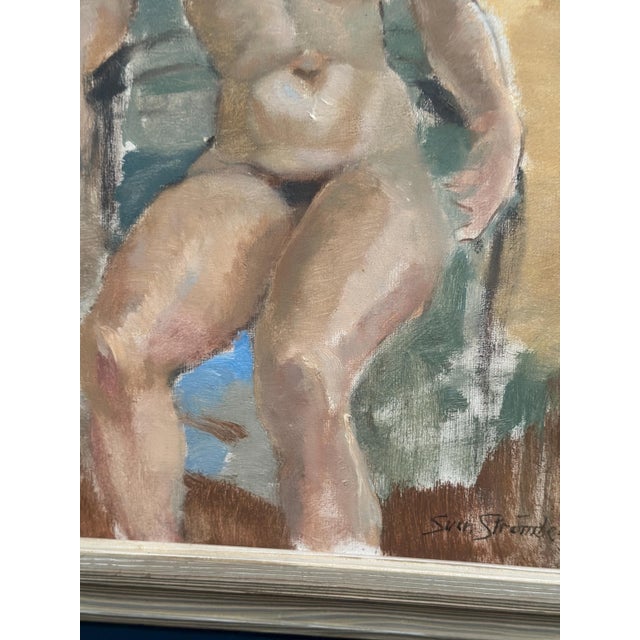 Sven Strömberg, Nude Seated Lady, 1950s, Oil Painting on Canvas, Framed For Sale - Image 11 of 14