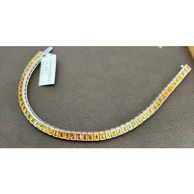 2020s 20 Carat Genuine Natural Yellow Sapphires Tennis Bracelet 14 Karat White Gold For Sale - Image 5 of 8