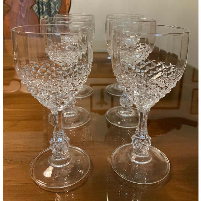 Early 21st Century Vintage Diamond‑Cut Aperitif & Sherry Goblets - Set of 6 for Bar Cart Decor, Vintage Barware, Palm Beach Regency & Grandmillennial. See Pics! For Sale - Image 5 of 7