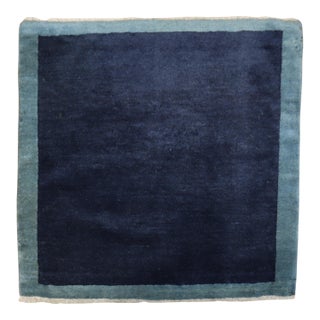 Blue Vintage Chinese Minimalist Rug - 2'3" x 2'5" For Sale