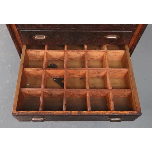 Antique Industrial Quarter Sawn Storage Oak Cabinet For Sale - Image 11 of 16