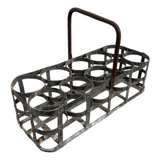 Large Antique Galvanized Bottle Carrier, 1890s For Sale