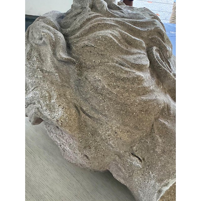 Stone Gray Vintage Greco Roman Patinated Resin Head Sculpture For Sale - Image 8 of 16