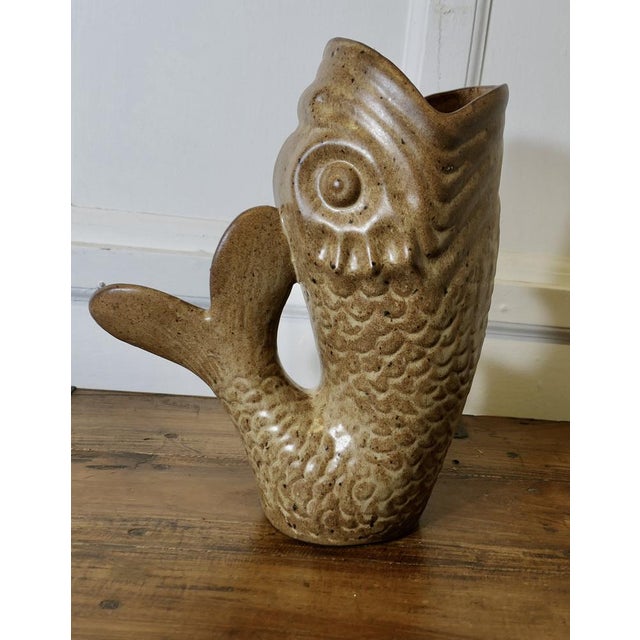 Giant French Fish Jug from Vallauris, 1950s For Sale - Image 4 of 9