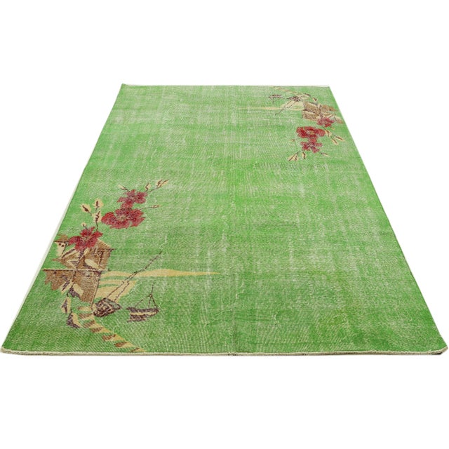 Handknotted vintage decorative rug from Oushak region of Turkey. Approximatelly 50-60 years old. In very good condition.