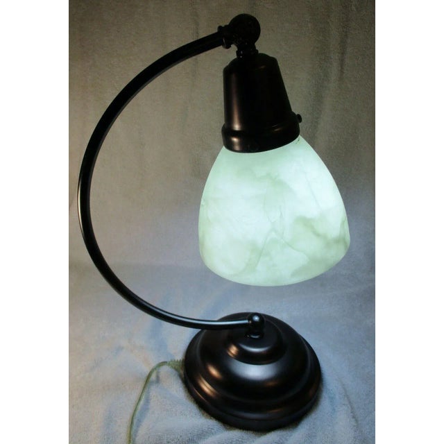 1990s OttLite Bronze Alabaster Shade Table Desk Lamp For Sale - Image 4 of 12