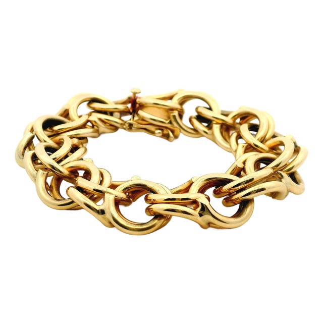 Vintage Italian 14k Gold Chunky Link Bracelet, 92 Grams For Sale