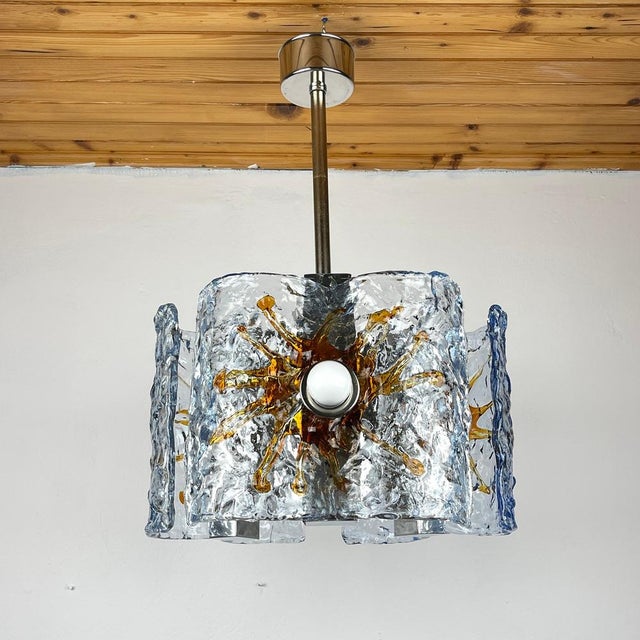 Mid-Century Modern Mid-Century Ice Murano Glass Chandelier attributed to Toni Zuccheri for Mazzega, Italy, 1970s For Sale - Image 3 of 15
