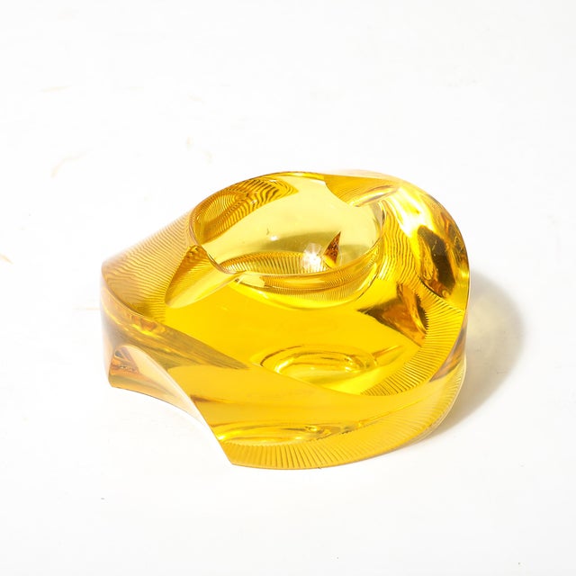 Mid-Century Modernist Citrine Crystal Ashtray Signed Moser For Sale - Image 9 of 17