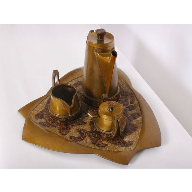 Salvador Teran Brass & Copper Terrazzo Tea Service, 1950s - 7 Pieces For Sale - Image 6 of 7
