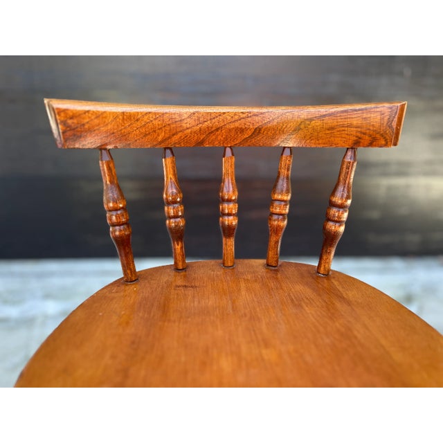 Wood Antique Late 19th Century Spindle Bobbin Early American Bar Stools - a Pair For Sale - Image 7 of 9