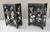 A Pair Of Antique Chinese Black Lacquered Wooden Cabinets With Hard Stone Inlay. These 2 Black Wooden Chinese Lacquered...
