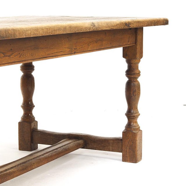 Large Farmhouse Rustic Country Dining Table in Oak For Sale - Image 10 of 12