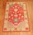 Charming early 20th century colorful turkish oushak rug with a bright red field , lime green border. Measures: 3'11" x 6'3".