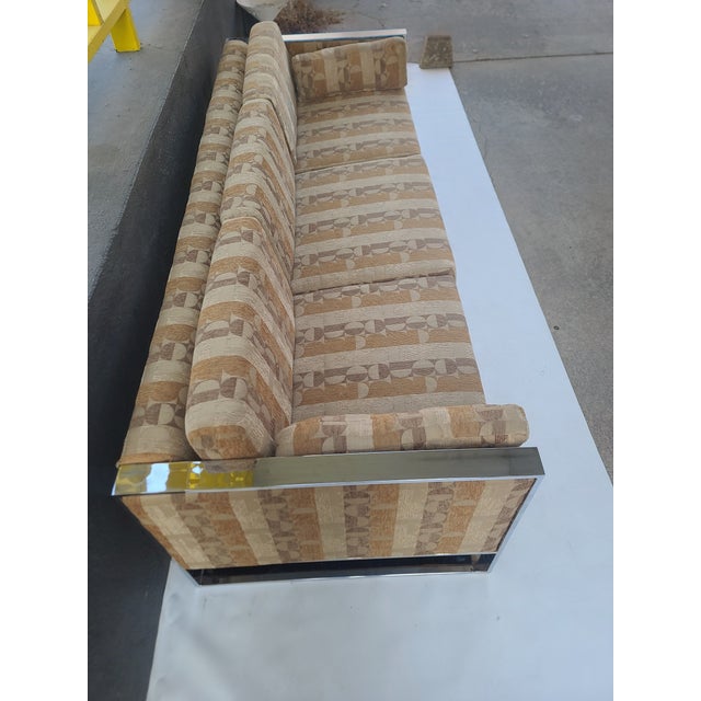 Milo Baughman Chrome Frame Sofa For Sale In San Antonio - Image 6 of 13