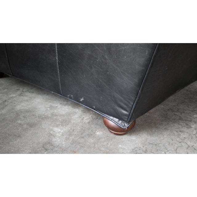 Restoration Hardware Lancaster Ebony Leather Luxe Sofa For Sale - Image 15 of 16