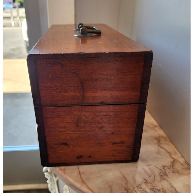 19th Century English Mahogany Document Box With Brass Top Handle For Sale - Image 9 of 16