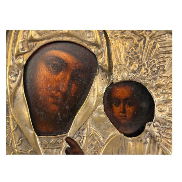 Oklad Icon of the Tikhvin Mother of God. Late 19th Century. For Sale - Image 4 of 8