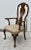 Queen Anne Walnut Queen Anne Armchair Desk Dining Chair Brass Stud Accents Vintage 1960s For Sale - Image 3 of 12