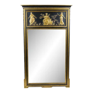 19th Century Giltwood and Painted Trumeau Wall Mirror in Louis XVI Style