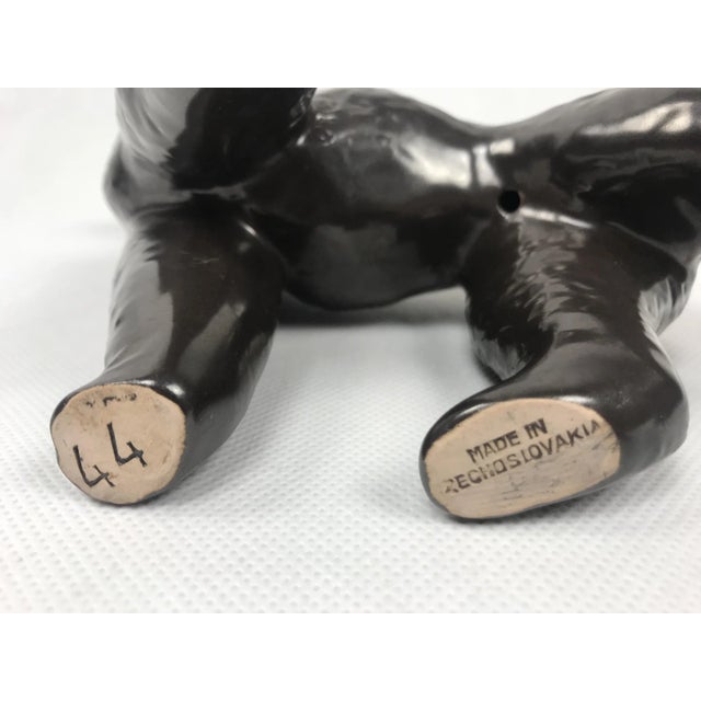 Brown Ceramic Poodle Figurine from Znojmo, 1960s For Sale - Image 8 of 11