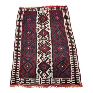 Vintage Handwoven South American Rug With Deity Figures, Peru, 1950s For Sale