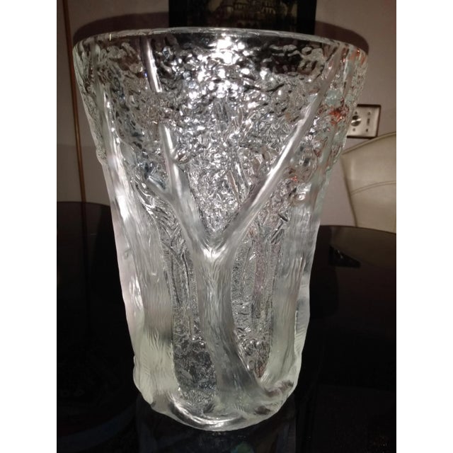 Vintage Josef Inwald, Barolac glass, 10.5" large tree "Forest" frosted vase was made at Josef Inwald Glassworks in...